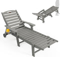 Ciokea Outdoor Oversized HDPE Chaise Lounge Chair With Wheels, Cup Holder And 5 Positions