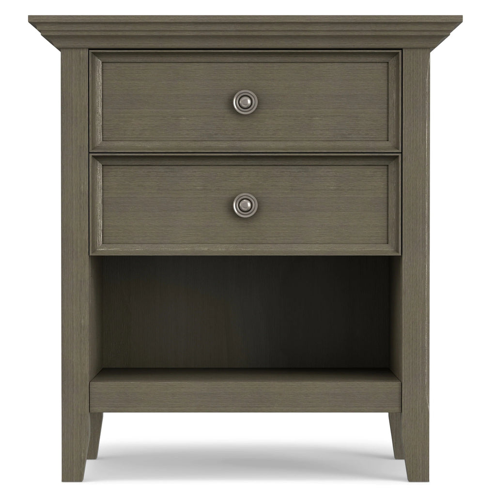 Solid Wood Nightstand With 2 Drawers And Open Shelf, 16 in D x 24 in W x 26 in H