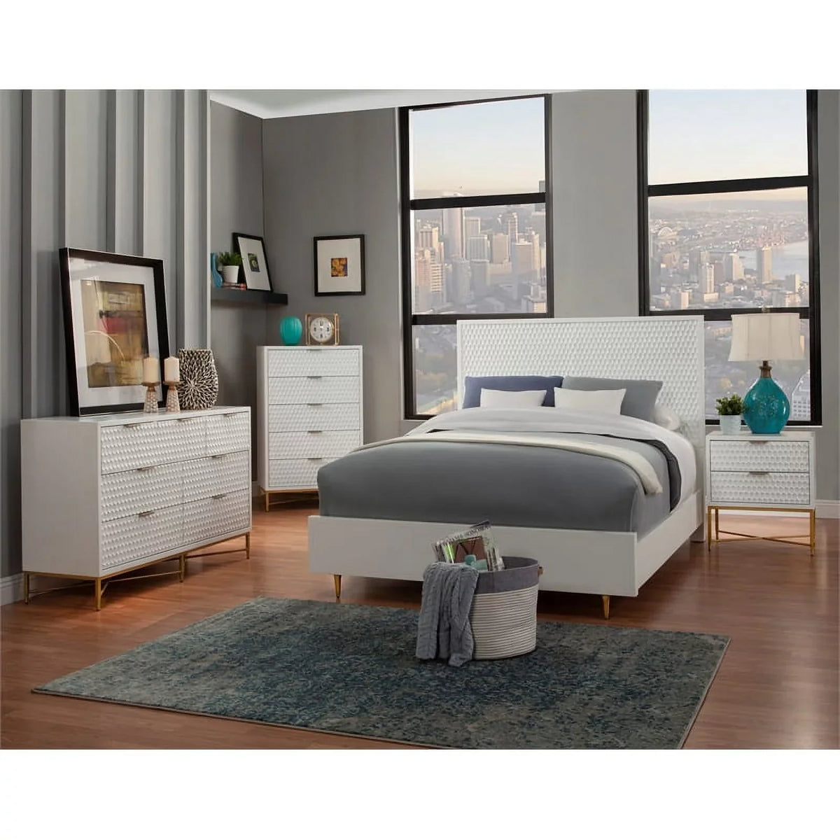 Home Square 3 Piece Furniture Set With 2-Drawer Nightstand And Full Wood Headboard