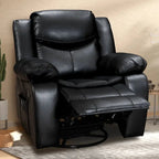 Wide-Seat Leather Recliner With Built-In Heat And Massage Functions
