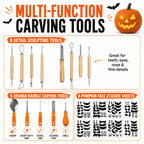 Halloween Pumpkin Carving Kit Pumpkin Carving Stickers Professional Detail Sculpting Tools Double-Side Sculpting Tool for Halloween Decoration