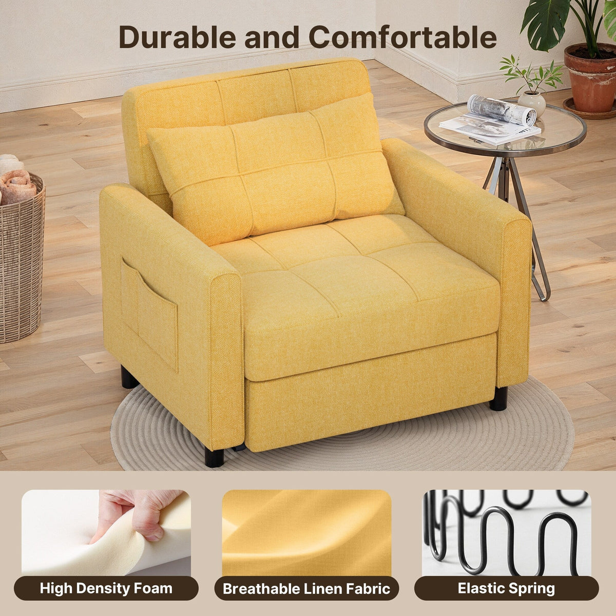 3-in-1 Adjustable Pull-Out Sleeper Sofa Bed With 330 Pounds Capacity