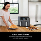 Ninja Foodi 6-in-1 2-Basket Air Fryer, 8-Quart, Dark Grey Stainless Finish - DZ201
