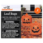 Jack-o'-Lantern Leaf Bags with Twist Ties, Orange and Black, 2 Count, Halloween by Way To Celebrate