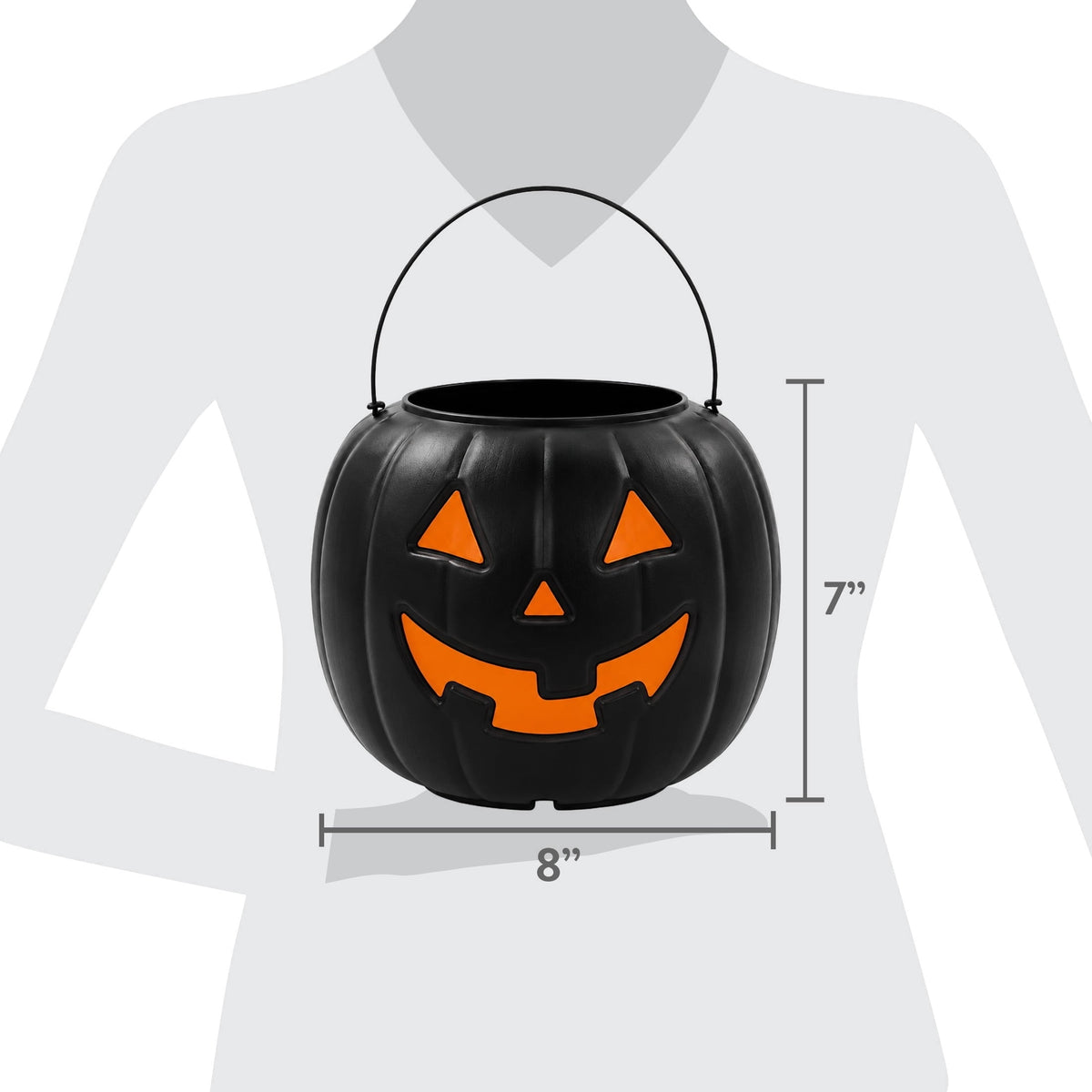 Jack-o'-Lantern Trick-or-Treat Pail, Black, 8", Halloween by Way To Celebrate