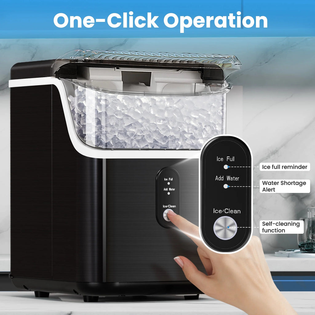 Auseo Countertop Nugget Ice Maker, 35lbs/24H, Self-Cleaning, Black