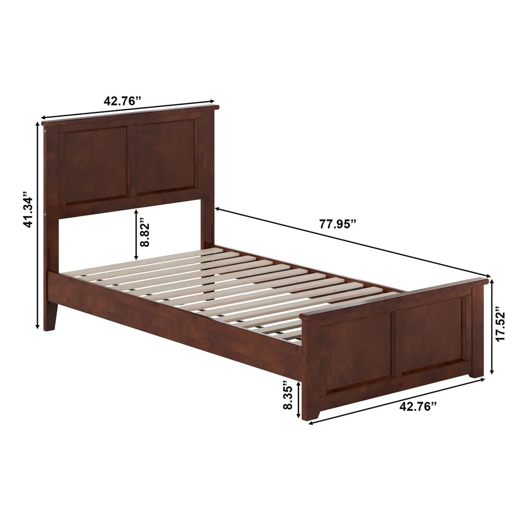 AFI Twin Solid Wood Low Profile Platform Bed With Matching Footboard, Walnut - Charlotte