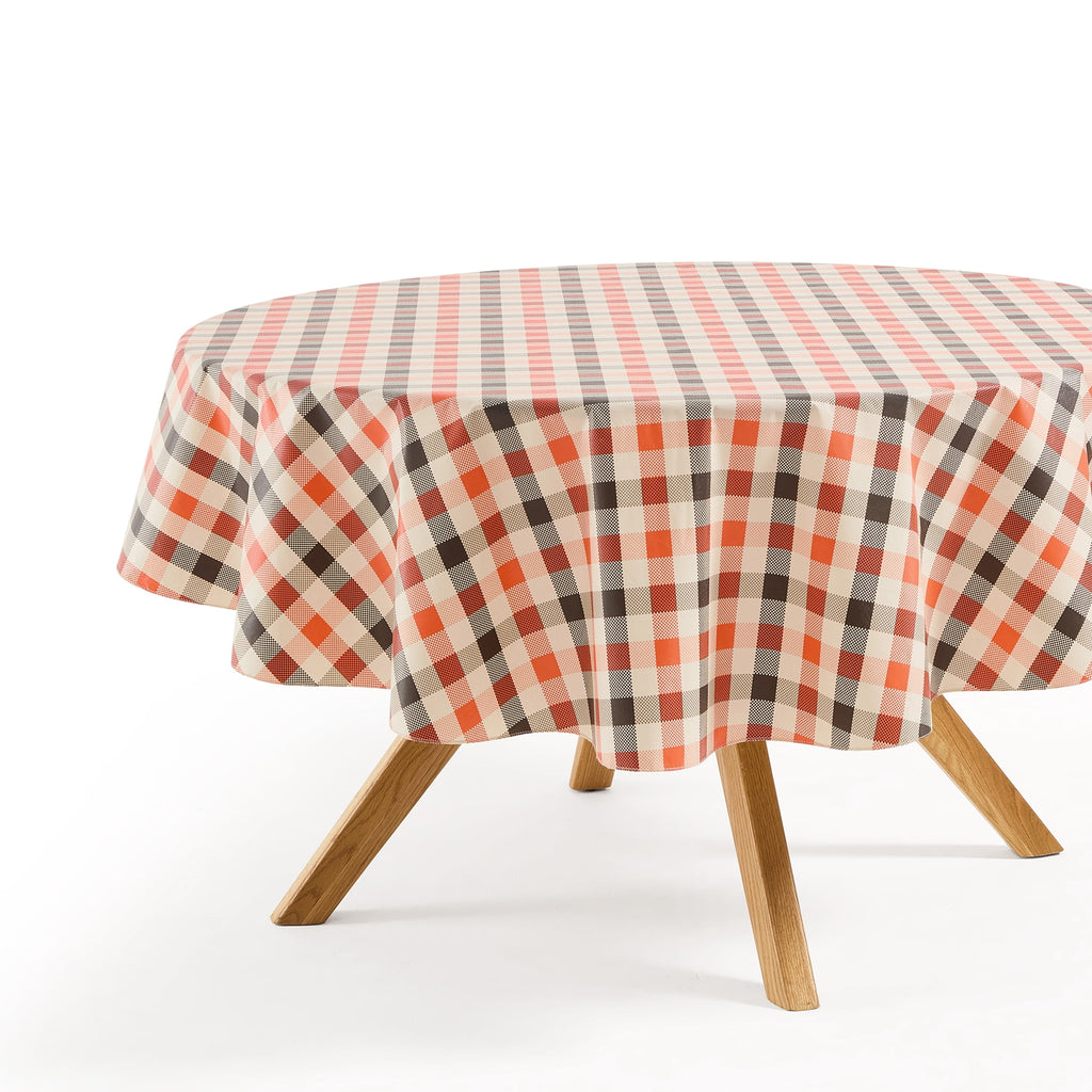 Way To Celebrate Halloween PEVA Tablecloth Indoor & Outdoor Table 70" Round - Buffalo Plaid