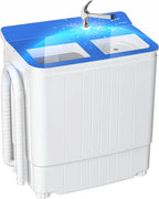 Portable Twin Tub Washing Machine With Spin Dryer, 14.5 lbs, Gray/Blue