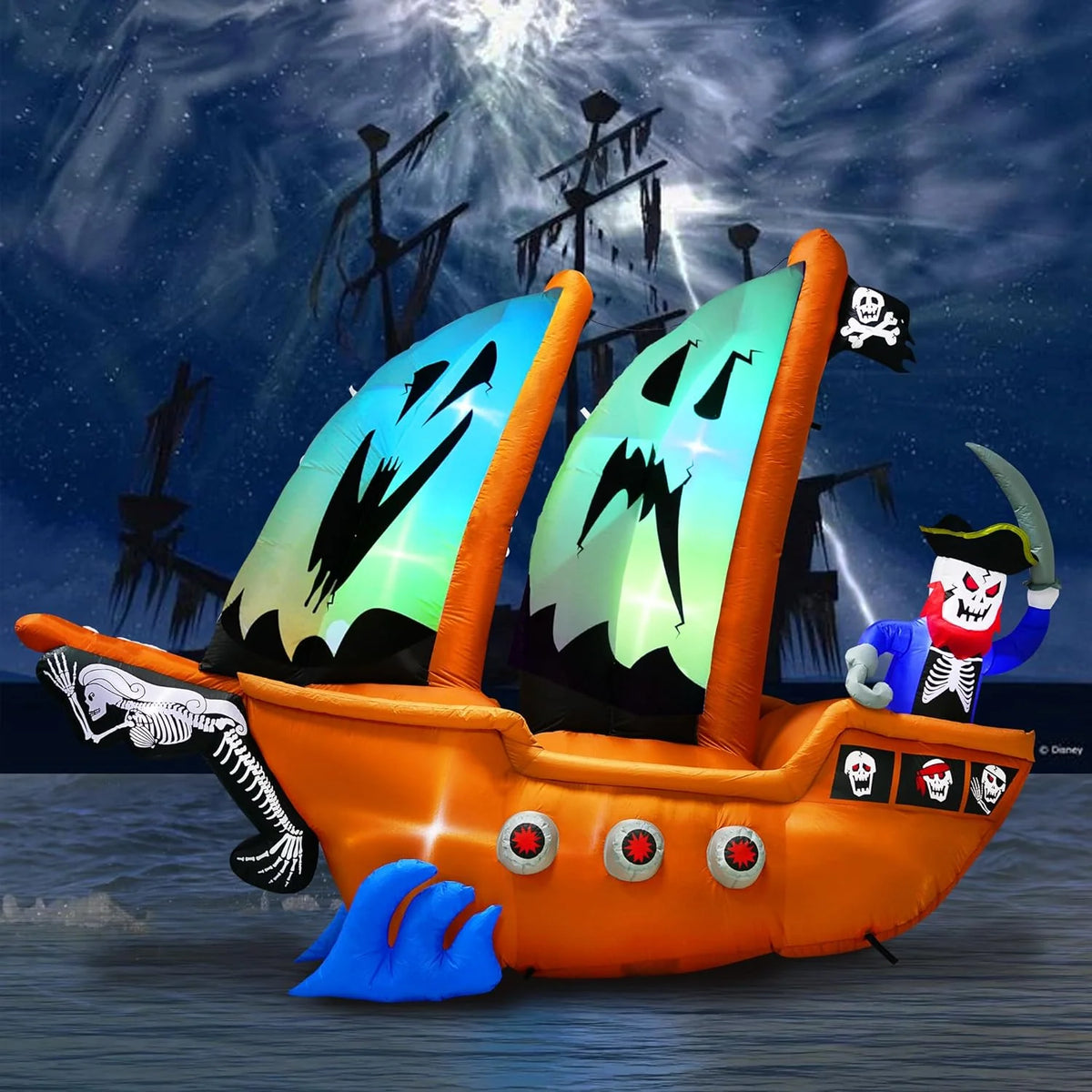 PARAYOYO Halloween Inflatable Pirate Ship Decoration, 10ft, Brown - J-GR-2303