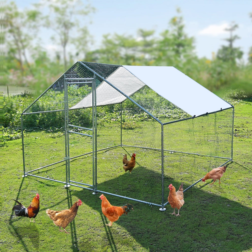 Kkonetoy Metal Chicken Coop 10 X 10 X 6.6ft With Waterproof Cover