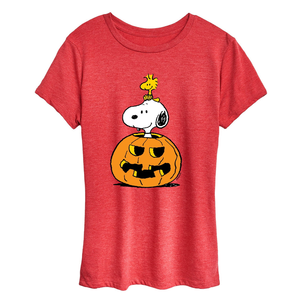 Peanuts - Snoopy Woodstock Pumpkin Women's Short Sleeve Graphic T-Shirt
