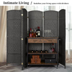 Freestanding Folding Woven Fiber Room Divider Privacy Screen - 6 Ft Tall