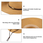 COOPLUS Straw Cowboy Hat for Women Western Cowgirl Adjustable Chin Strap Hats for Summer