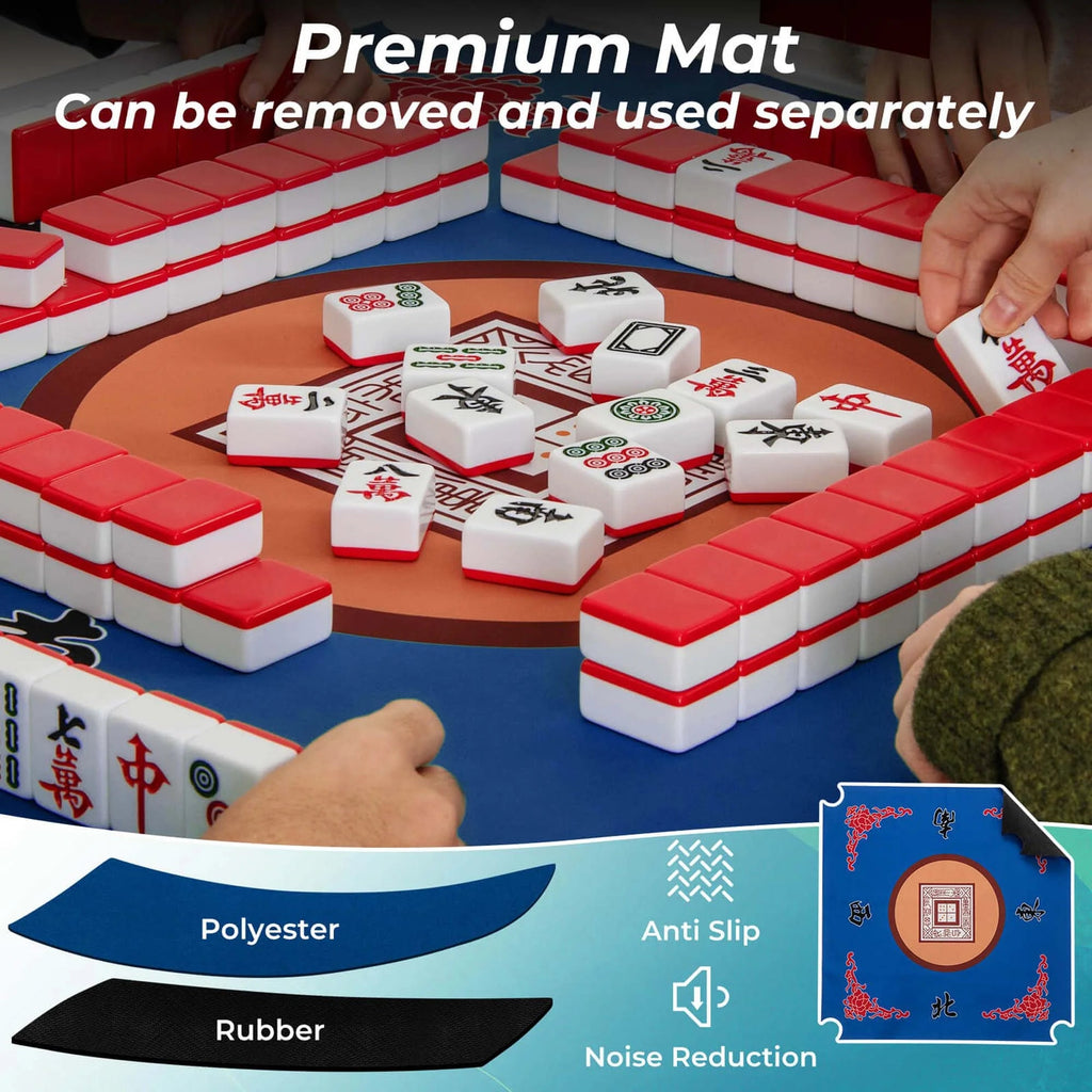 Costway Folding Mahjong Table With Cup Holders, Felt Mat And Carrying Handle - 35in x 35in x 29in