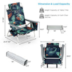 2-Pack 5-Position Outdoor Folding Backpack Beach Chairs With Side Table Set