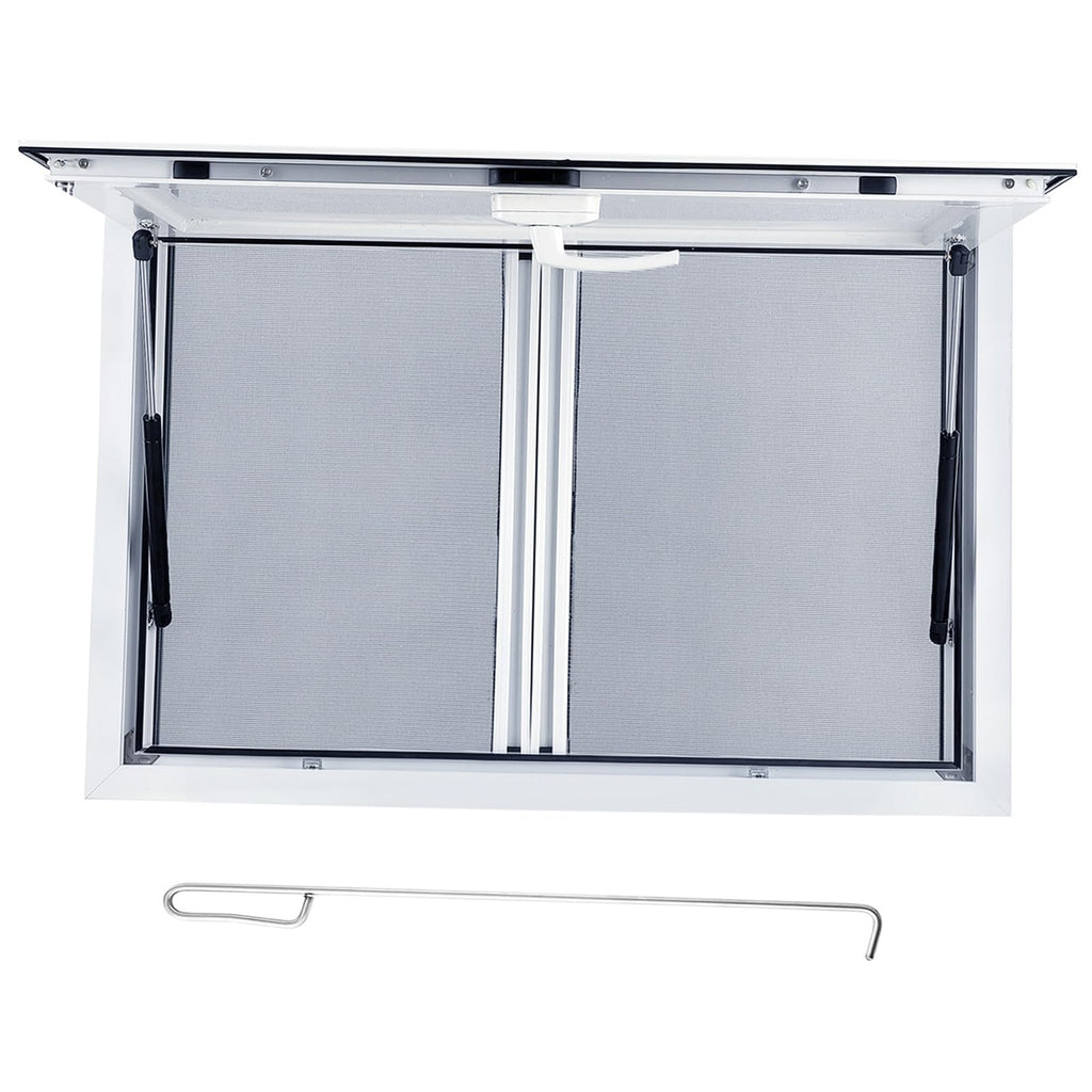 AUTO_ACCESSORY Concession Service Window 36W x 36H Aluminum Alloy With Sliding Screens, Awning Door And Hydraulic Lift