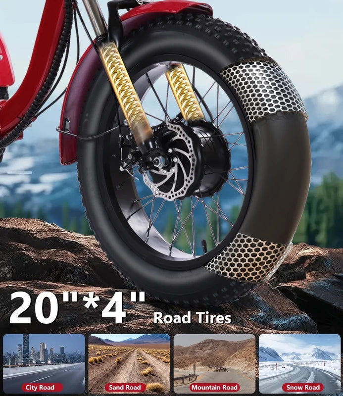 YEBEI Folding Electric Tricycle for Adults, 500W Motor, 48V15AH Lithium Battery, 20 x 4.0 in Fat Tires