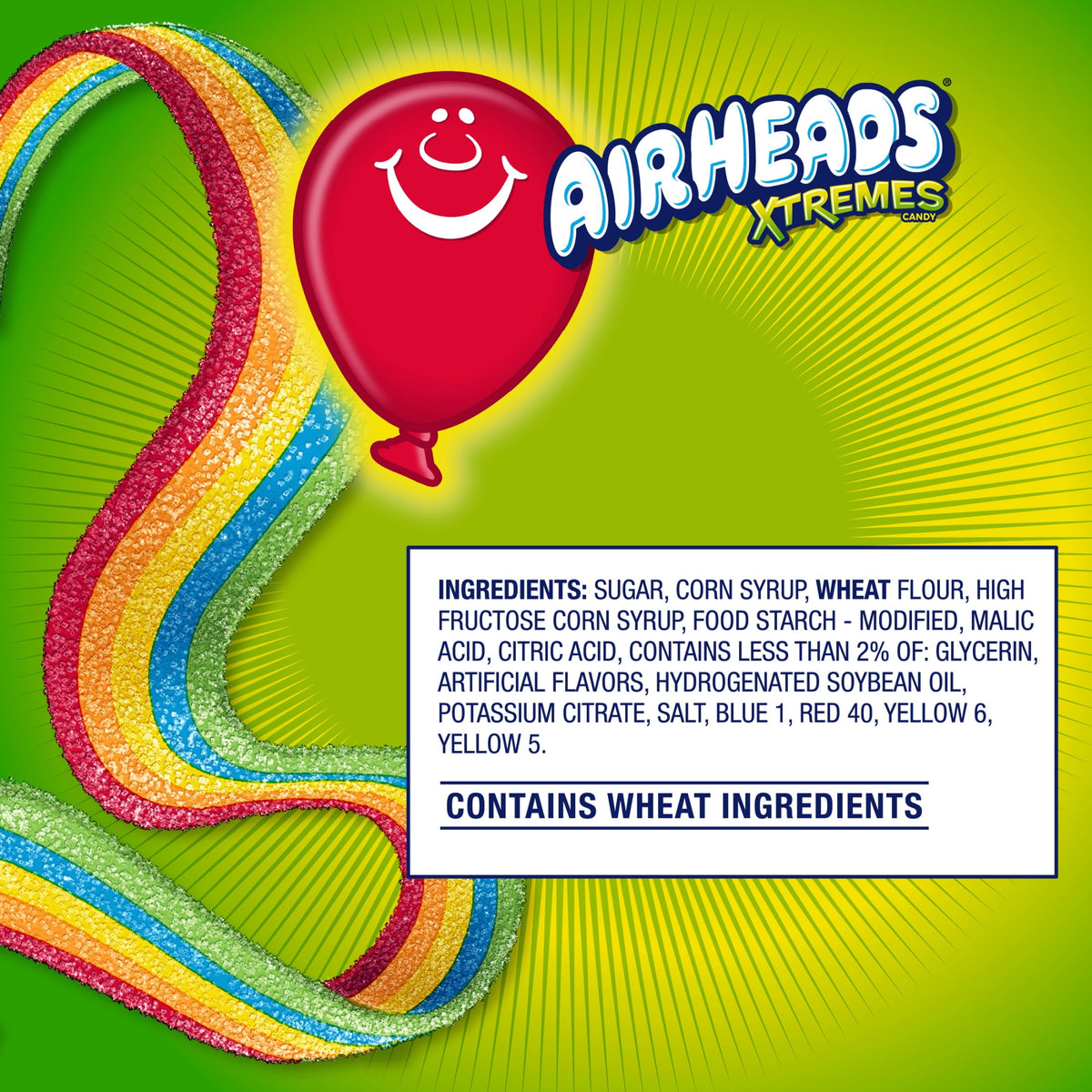 Airheads Xtremes Belts Sweetly Sour Candy, Rainbow Berry, 3 oz