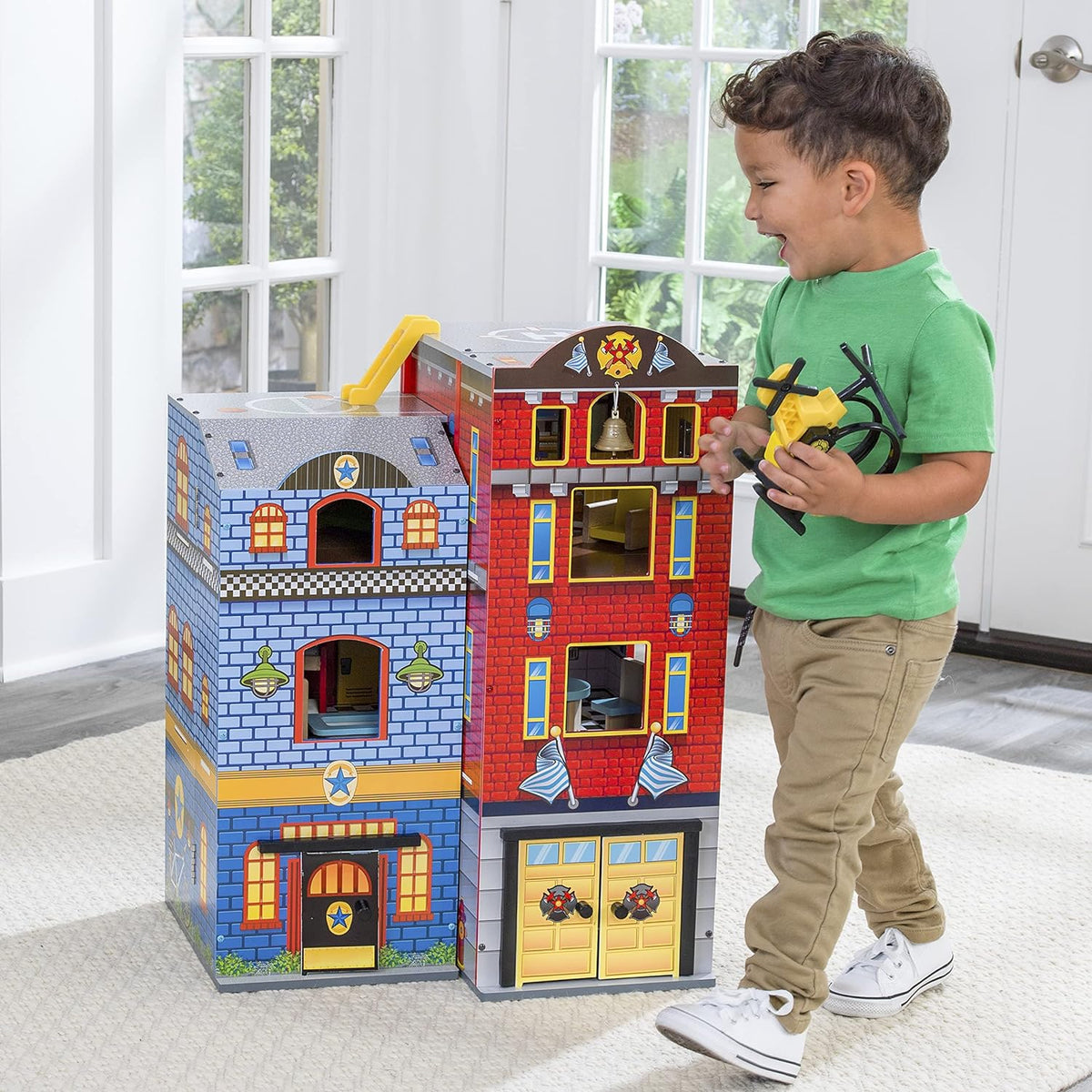 Wooden Kids 3-Level Play Set With 26 Accessories - Foldable Indoor Activity Toy