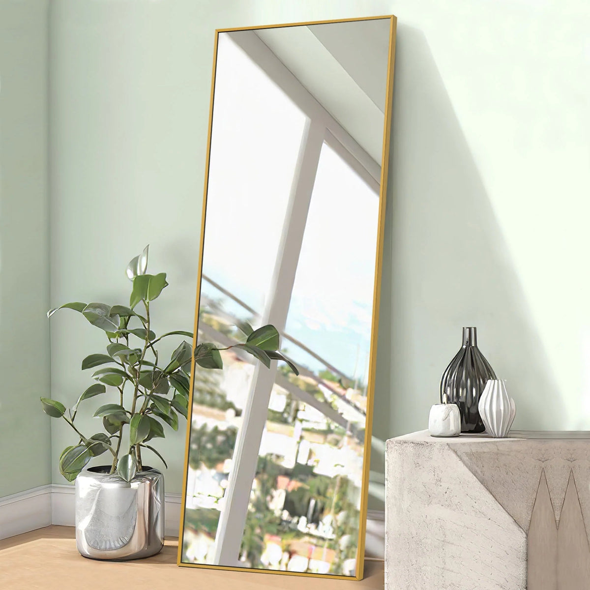 Full Length Wall Mounted Dressing Mirror, 65 in H x 22 in W