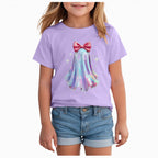 CAUYDY Halloween Ghouls Ghost Retro Girl Kids T-Shirt Graphic Tshirt Little Kids Fall Short Sleeve Tee Tops(Orange, 8-9 Y)