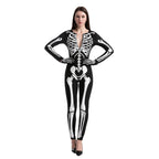 Joyfy Glow in the Dark Skeleton Costume for Adults Women Halloween Dress Up Party Role Playing Cosplay