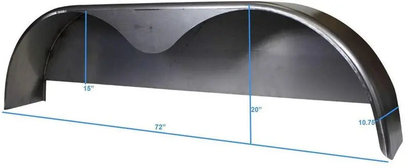 Steel Tandem-Axle Trailer Fender 72 x 10-3/4 in, 2-Pack - Welded Back Plate Design