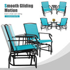 2-Person Double Swing Glider Chair With Glass Table, Steel And Fabric - 77in x 34in x 36in