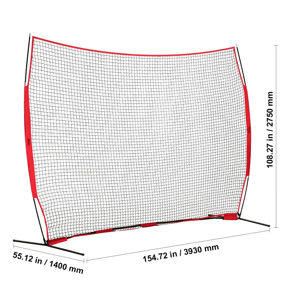 VEVOR Barricade Backstop Net, 12x9 ft Ball Sports Barrier Netting With Carry Bag - SSPDYBQ004