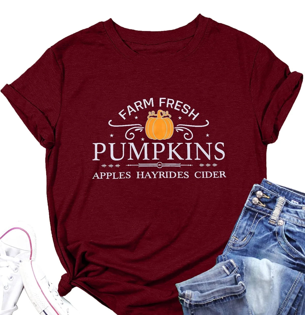 KimSoong Women Halloween Shirt Plaid Pumpkins Graphic Crew Neck Short Sleeve T-Shirts Tops