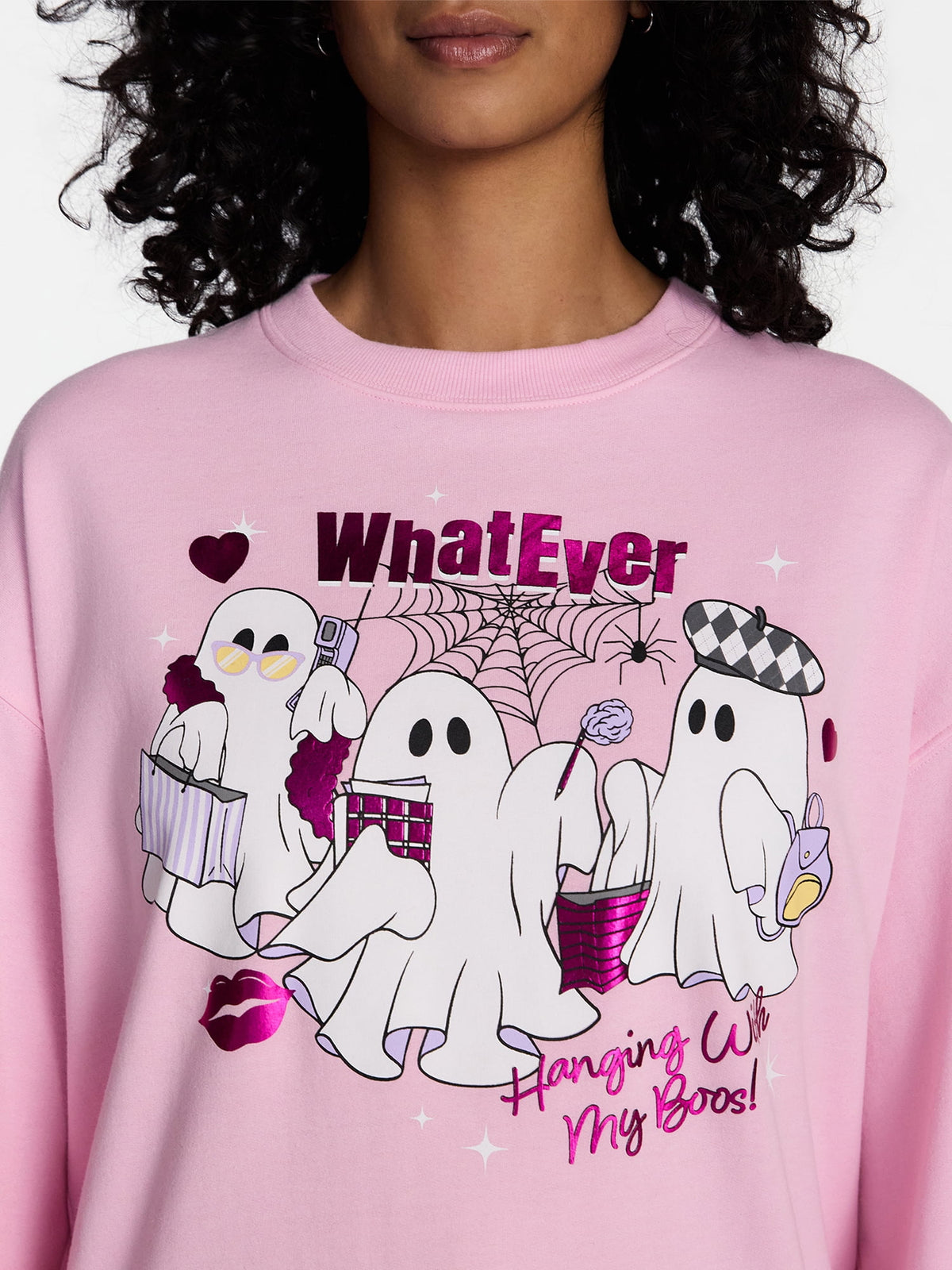 Hanging With My Boos! Women's Halloween Graphic Crew Sweatshirt
