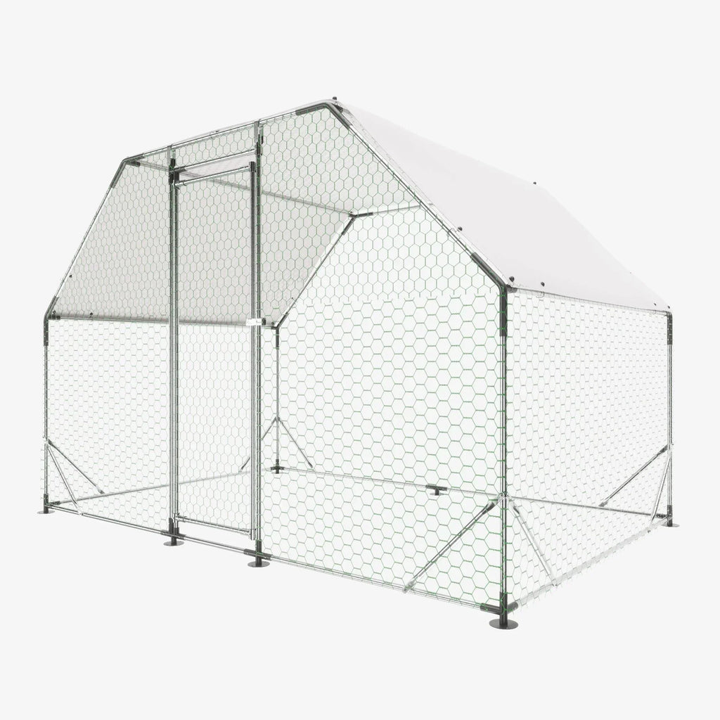 Seizeen Walk-In Chicken Coop Run for 6-8 Chickens, 10FT - Waterproof Galvanized Wire