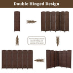 Freestanding Folding Woven Fiber Room Divider Privacy Screen - 6 Ft Tall