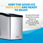 Newair Countertop Nugget Ice Maker, 45 lb, Self-Cleaning, Silver