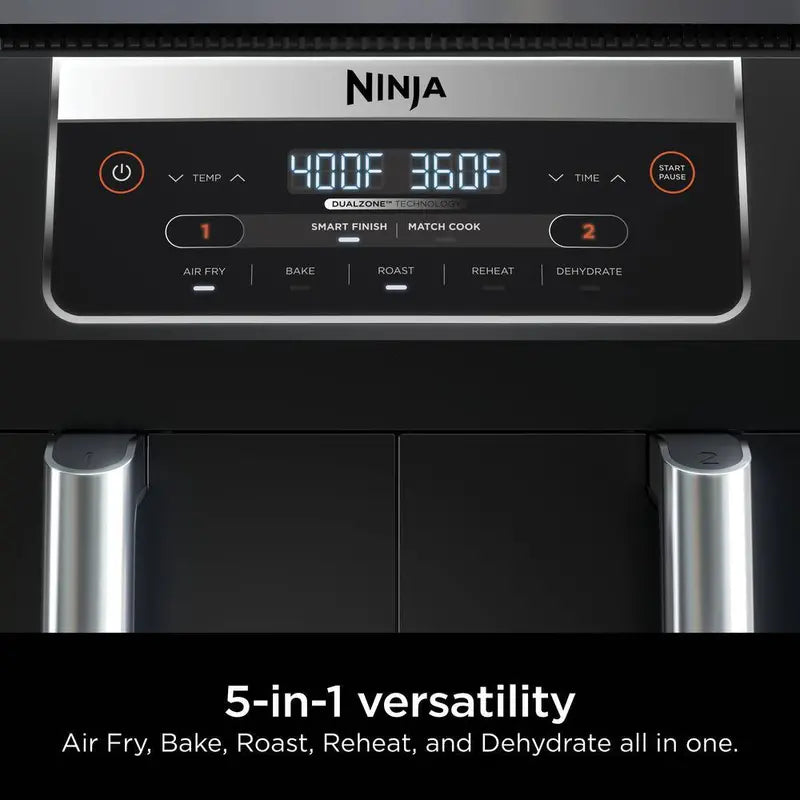 NINJA Foodi 6 qt 5-in-1 2-Basket Black Air Fryer With DualZone Technology - DZ090