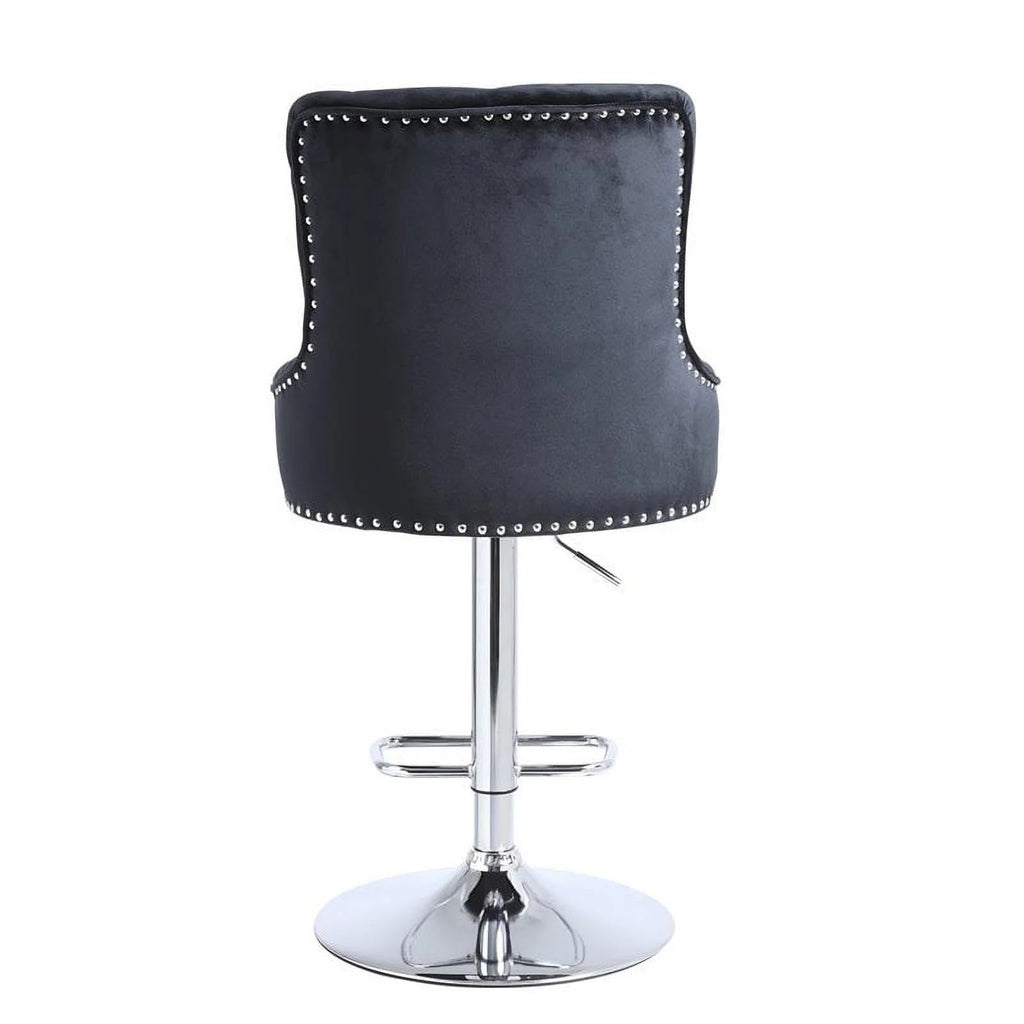 Alexent 2-Piece Swivel Bar Stools, Dark Blue, 43.7-51.6 H, 19.3 W x 18.1 D - Silver Footrest