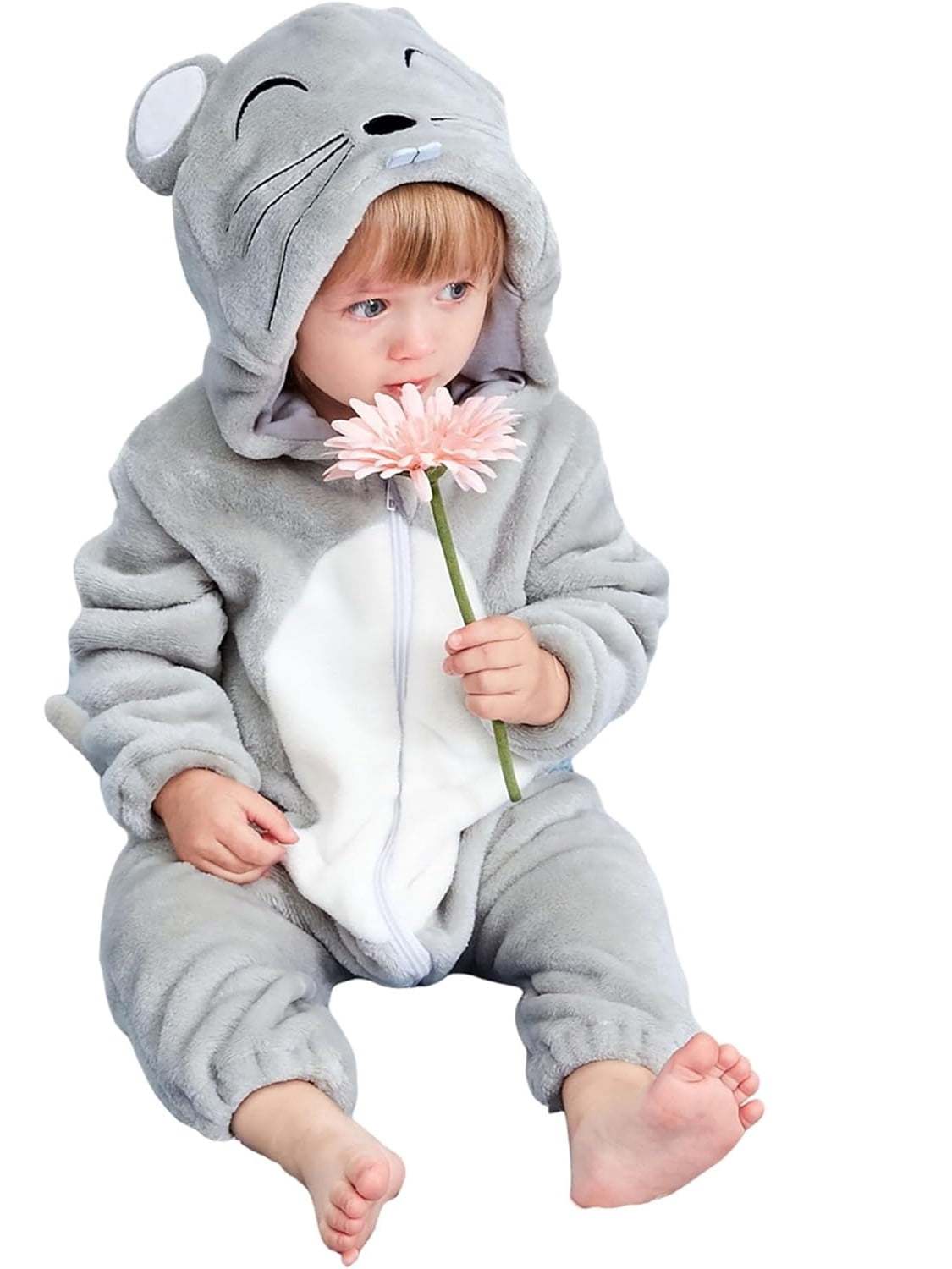 WIBACKER Infant Toddler Dinosaur Animal Fancy Dress Costume Baby Winter Flannel Hooded Romper Christmas Halloween Cosplay Jumpsuit