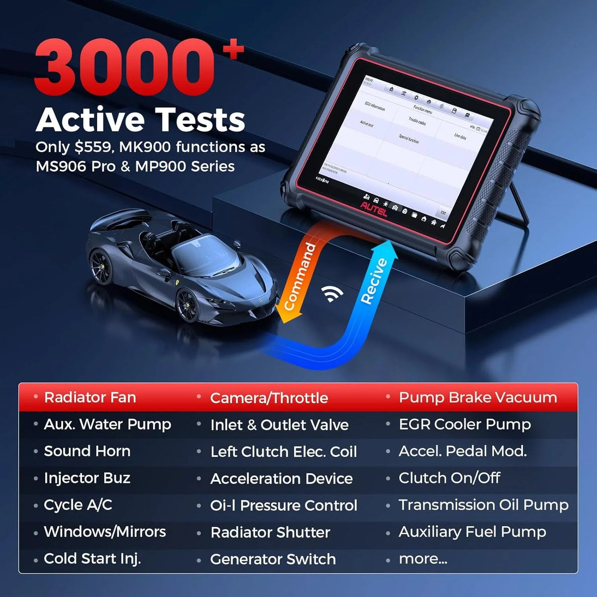 Autel MaxiCOM MK900 Automotive Diagnostic Scan Tool With 40+ Service Functions And Active Tests - MK900