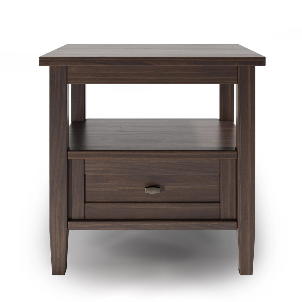 Solid Wood Rectangle End Table With Drawer And Shelf, 18.1in D x 20in W x 19.5in H - Norfolk