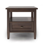 Solid Wood Rectangle End Table With Drawer And Shelf, 18.1in D x 20in W x 19.5in H - Norfolk