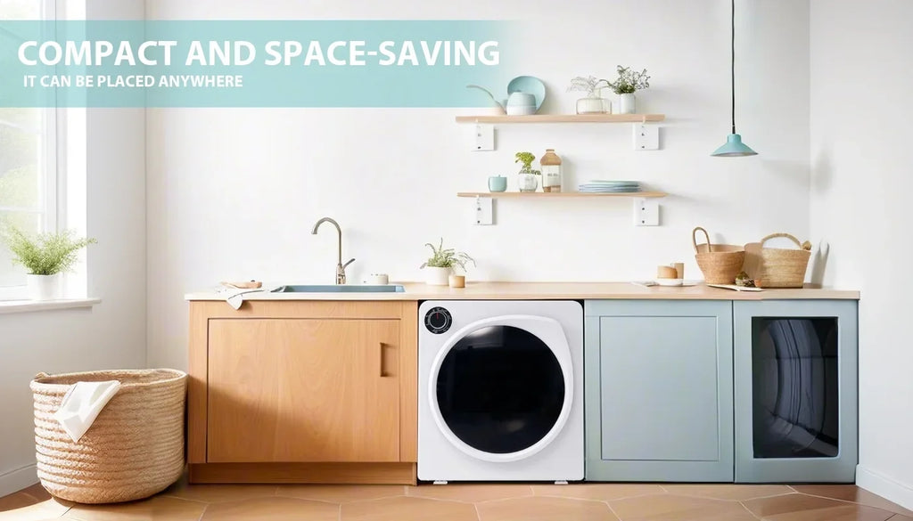 ZNESKPG Portable Compact Front Load Clothes Dryer 1.95 Cu. Ft., 830W, 5 Drying Modes, Stainless Steel Drum