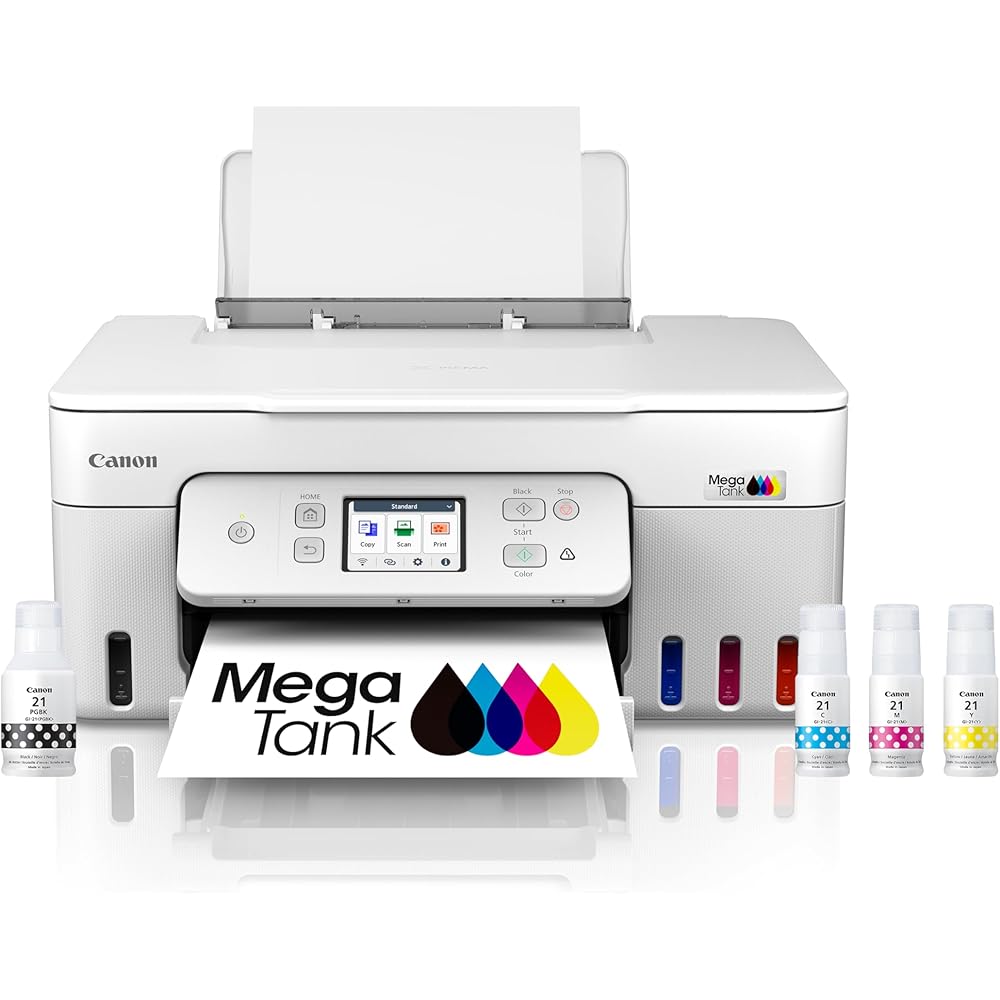 Canon MegaTank G3290 Wireless All-In-One Inkjet Printer, White - PIXMA G3290 WH