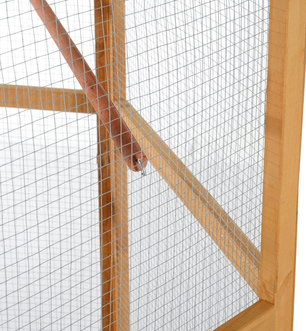 Large Wooden Hexagonal Outdoor Aviary Flight Bird Cage With Covered Roof