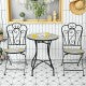 2-Piece Mosaic Folding Bistro Chairs With Ceramic Tile Seats - Black