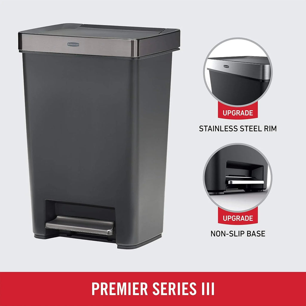 13 Gallon Step-On Trash Can - Hands-Free Garbage Bin