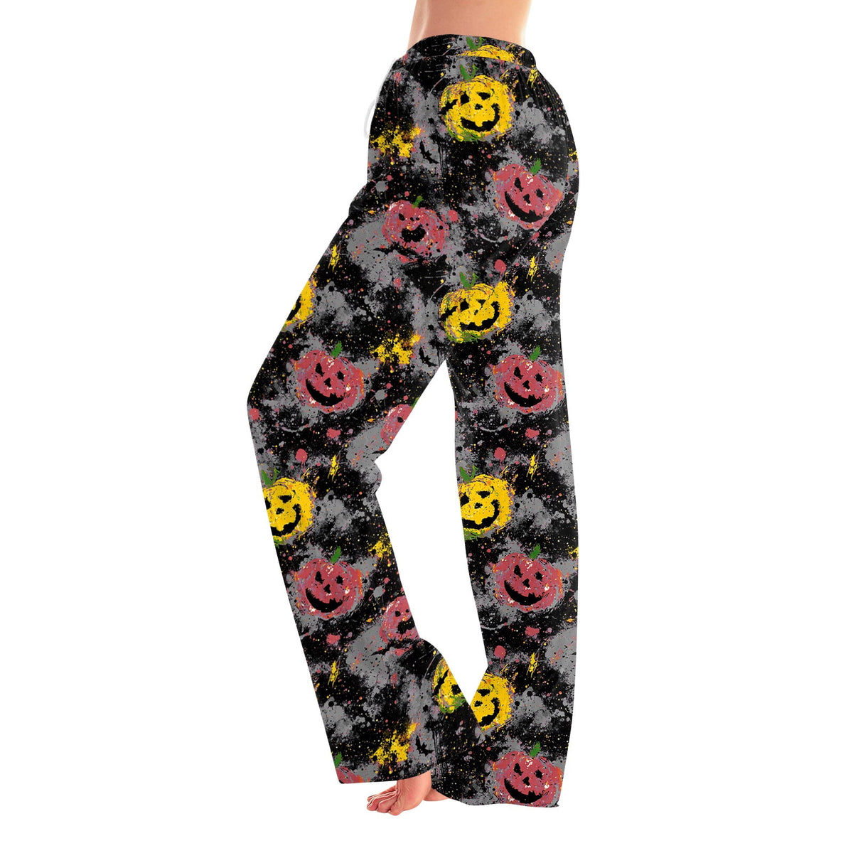 Fabrcox Halloween Womans Pajama Pants Ghost Pumpkin Candy Sleep Pants Women Fall Winter Festival Soft Lounge Pants for Women Khaki S