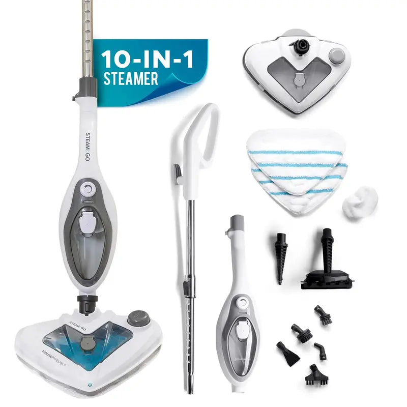 Steam And Go 10-In-1 Steam Mop With Dual Tank, 360 Degree Attachments And 20-ft Cord
