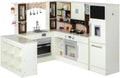 BRINJOY 3-Piece Wooden Kids Play Kitchen Set With Light and Sound - White and Coffee