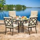 4-Piece Outdoor Dining Chair Set With Removable Cushions, Black Frame And Beige Cushions - 27 x 24 x 35 in